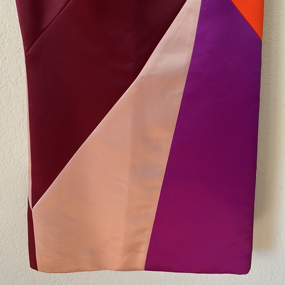 Milly Colorblock Peau De Soie Shift Dress - 2 - Picture 5 of 12